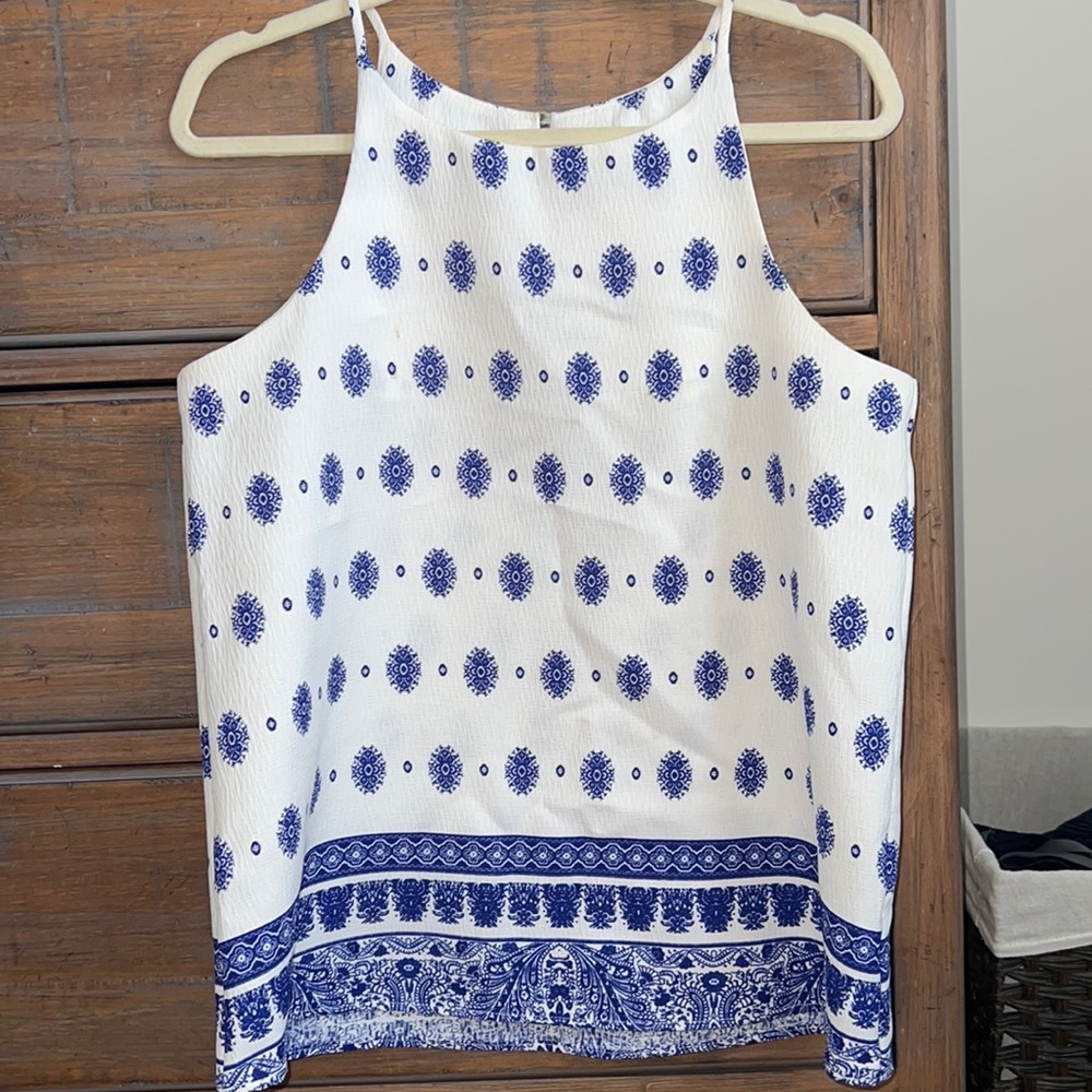 Renee C blue and white top